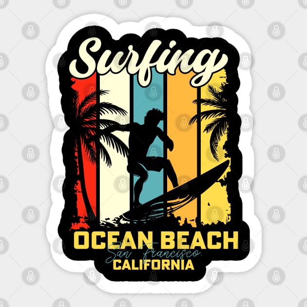 Surfing | Ocean Beach, San Francisco, California Sticker by T-shirt US
